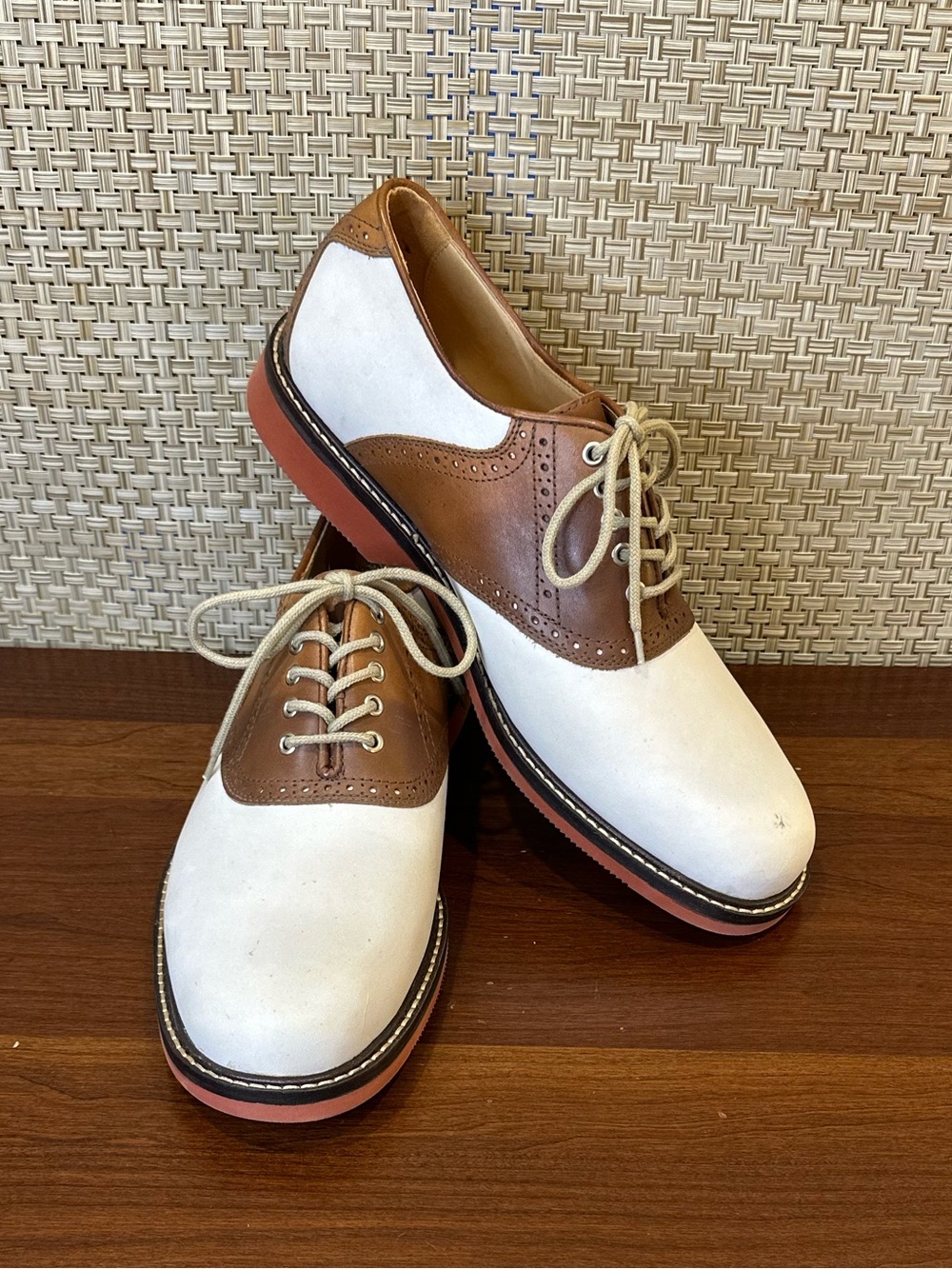 NOS VTG 1990s-2000s Johnston & Murphy Brennan Leather Saddle Oxfords Brazil 8.5M